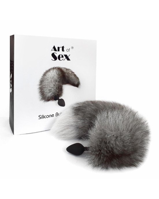 Силіконова анальна пробка з хвостом із натурального хутра Art of Sex size M Artctic fox Силіконова анальна пробка з хвостом із натурального хутра Art of Sex size M Artctic fox