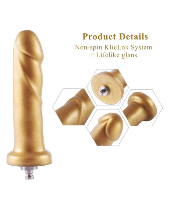 Золотий фалоімітатор Hismith 6.8″ Golden Silicone Dildo, система KlicLok Золотий фалоімітатор Hismith 6.8″ Golden Silicone Dildo, система KlicLok