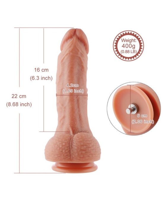 Ультрареалістичний фалоімітатор для секс-машин Hismith 8.3″ 2-layers Silicone Flesh Dildo, 2-шаровий