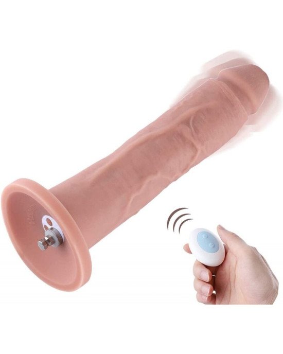 Фалоімітатор 10.2″ з вібрацією для секс-машин Hismith Silicone Dildo with Vibe, KlicLok, пульт ДК