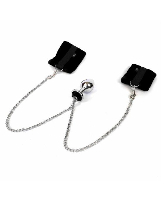 Наручники з металевою анальною пробкою Art of Sex Handcuffs with Metal Anal Plug size M Black Наручники з металевою анальною пробкою Art of Sex Handcuffs with Metal Anal Plug size M Black