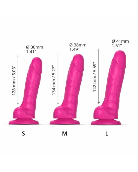 Реалістичний фалоімітатор Strap-On-Me Sliding Skin Realistic Dildo Fuchsia - S, ефект рухливої шкіри Реалістичний фалоімітатор Strap-On-Me Sliding Skin Realistic Dildo Fuchsia - S, ефект рухливої шкіри