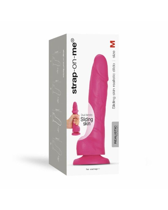 Реалістичний фалоімітатор Strap-On-Me Sliding Skin Realistic Dildo Fuchsia - M, ефект рухливої шкіри Реалістичний фалоімітатор Strap-On-Me Sliding Skin Realistic Dildo Fuchsia - M, ефект рухливої шкіри