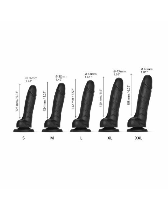 Реалістичний фалоімітатор Strap-On-Me Sliding Realistic Skin Dildo Black - M, ефект рухливої шкіри Реалістичний фалоімітатор Strap-On-Me Sliding Realistic Skin Dildo Black - M, ефект рухливої шкіри