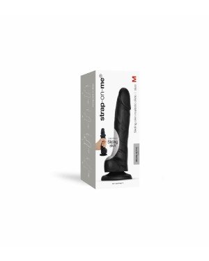 Реалістичний фалоімітатор Strap-On-Me Sliding Realistic Skin Dildo Black - M, ефект рухливої шкіри