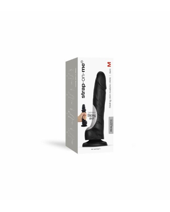 Реалістичний фалоімітатор Strap-On-Me Sliding Realistic Skin Dildo Black - M, ефект рухливої шкіри Реалістичний фалоімітатор Strap-On-Me Sliding Realistic Skin Dildo Black - M, ефект рухливої шкіри