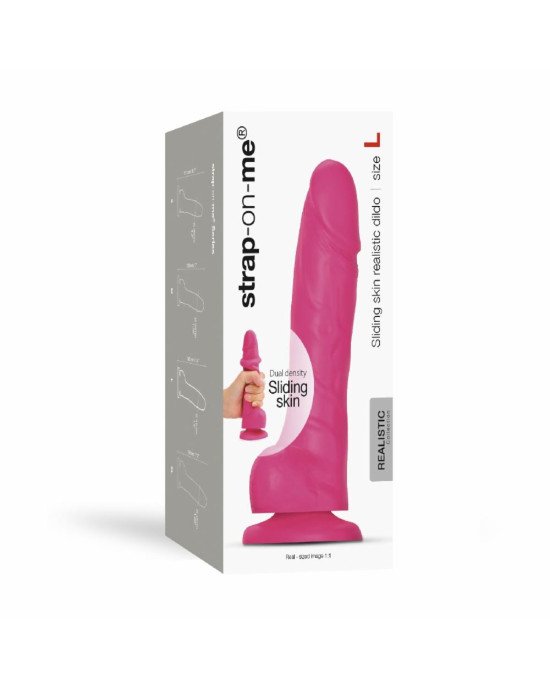 Реалістичний фалоімітатор Strap-On-Me Sliding Skin Realistic Dildo Fuchsia - L, ефект рухливої шкіри