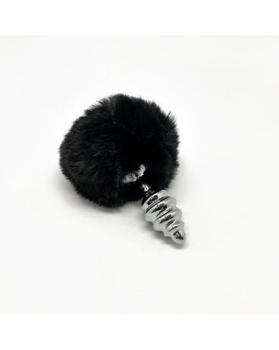 Металева анальна пробка Кролячий хвостик Alive Fluffy Twist Plug S Black, діаметр 2,9 см Металева анальна пробка Кролячий хвостик Alive Fluffy Twist Plug S Black, діаметр 2,9 см