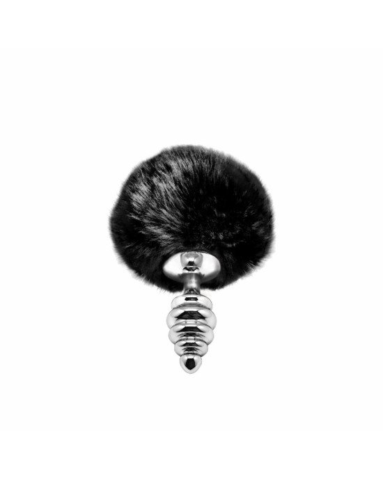 Металева анальна пробка Кролячий хвостик Alive Fluffy Twist Plug S Black, діаметр 2,9 см Металева анальна пробка Кролячий хвостик Alive Fluffy Twist Plug S Black, діаметр 2,9 см