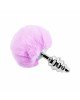 Металева анальна пробка Кролячий хвостик Alive Fluffy Twist Plug L Purple, діаметр 3,8 см