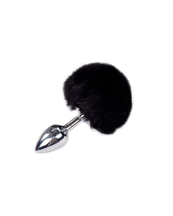 Металева анальна пробка Кролячий хвостик Alive Fluffy Plug S Black, діаметр 2,8 см Металева анальна пробка Кролячий хвостик Alive Fluffy Plug S Black, діаметр 2,8 см
