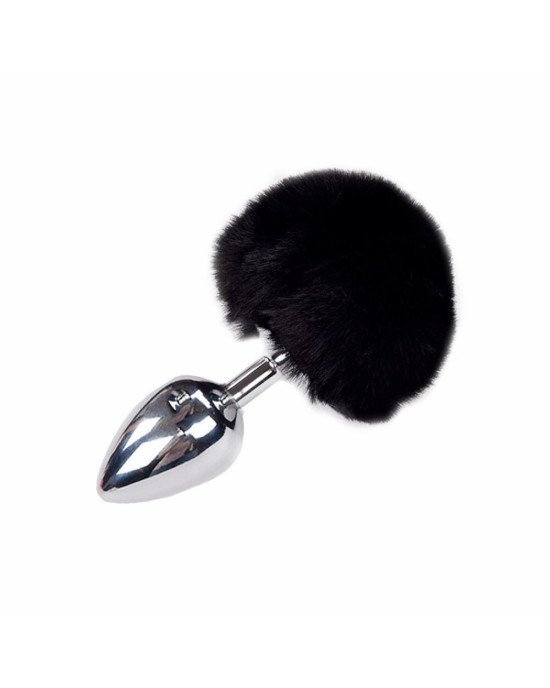 Металева анальна пробка Кролячий хвостик Alive Fluffy Plug L Black, діаметр 3,9 см Металева анальна пробка Кролячий хвостик Alive Fluffy Plug L Black, діаметр 3,9 см
