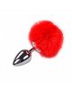Металева анальна пробка Кролячий хвостик Alive Fluffy Plug L Red, діаметр 3,9 см Металева анальна пробка Кролячий хвостик Alive Fluffy Plug L Red, діаметр 3,9 см