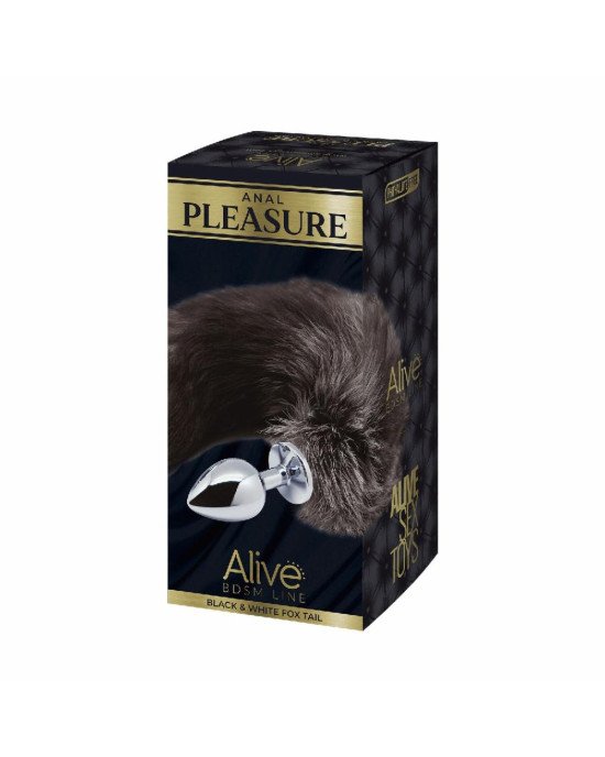 Металева анальна пробка Лисячий хвіст Alive Black And White Fox Tail S, діаметр 2,9 см Металева анальна пробка Лисячий хвіст Alive Black And White Fox Tail S, діаметр 2,9 см