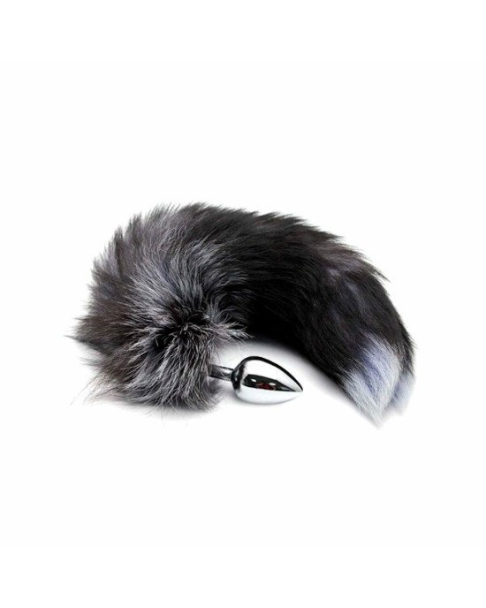 Металева анальна пробка Лисячий хвіст Alive Black And White Fox Tail M, діаметр 3,4 см Металева анальна пробка Лисячий хвіст Alive Black And White Fox Tail M, діаметр 3,4 см