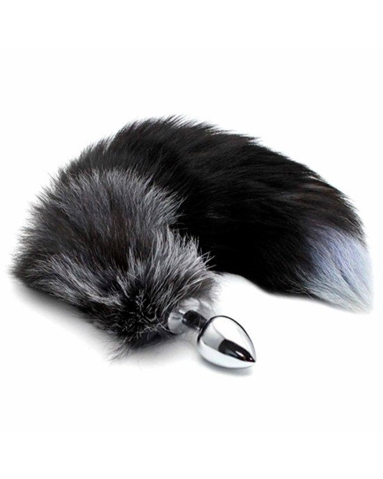 Металева анальна пробка Лисячий хвіст Alive Black And White Fox Tail M, діаметр 3,4 см Металева анальна пробка Лисячий хвіст Alive Black And White Fox Tail M, діаметр 3,4 см