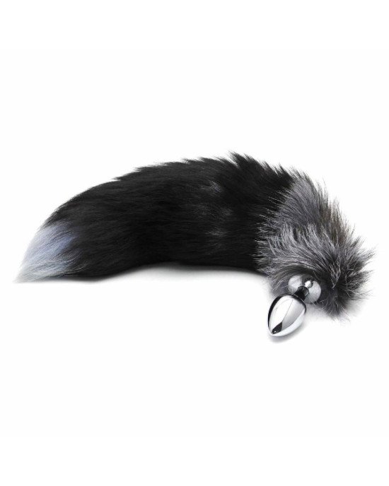 Металева анальна пробка Лисячий хвіст Alive Black And White Fox Tail M, діаметр 3,4 см Металева анальна пробка Лисячий хвіст Alive Black And White Fox Tail M, діаметр 3,4 см