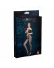 Бодістокінг з доступом Moonlight Model 10 Black, імітація шнурівки, квітковий декор, відкриті плечі Бодістокінг з доступом Moonlight Model 10 Black, імітація шнурівки, квітковий декор, відкриті плечі