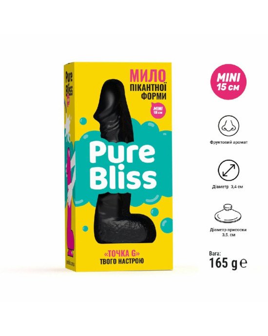 Крафтове мило-член із присоскою Pure Bliss MINI Black, натуральне Крафтове мило-член із присоскою Pure Bliss MINI Black, натуральне