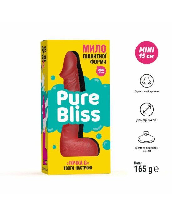Крафтове мило-член із присоскою Pure Bliss MINI Red, натуральне Крафтове мило-член із присоскою Pure Bliss MINI Red, натуральне