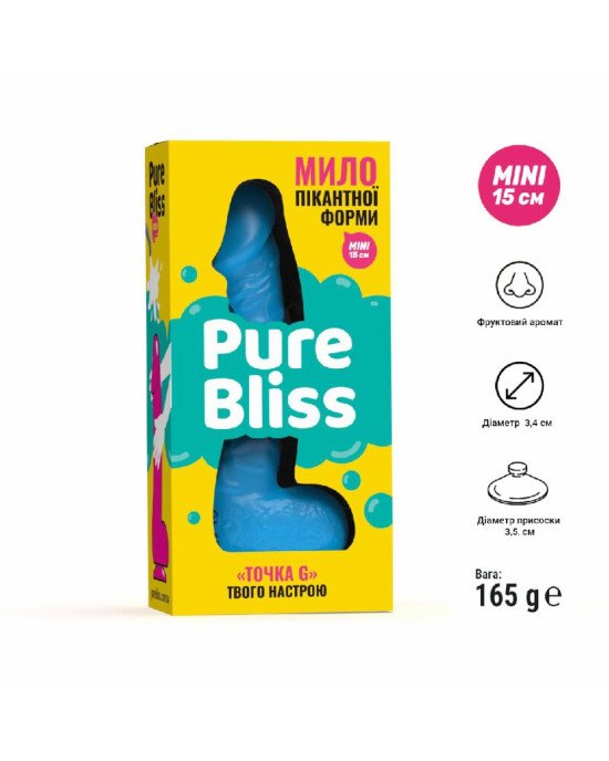 Крафтове мило-член із присоскою Pure Bliss MINI Blue, натуральне Крафтове мило-член із присоскою Pure Bliss MINI Blue, натуральне