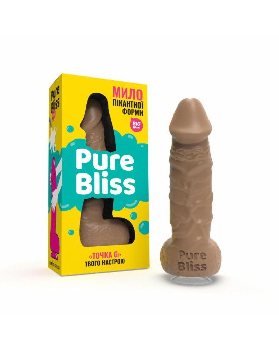 Крафтове мило-член із присоскою Pure Bliss BIG Brown, натуральне Крафтове мило-член із присоскою Pure Bliss BIG Brown, натуральне