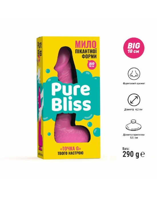 Крафтове мило-член із присоскою Pure Bliss BIG Pink, натуральне Крафтове мило-член із присоскою Pure Bliss BIG Pink, натуральне