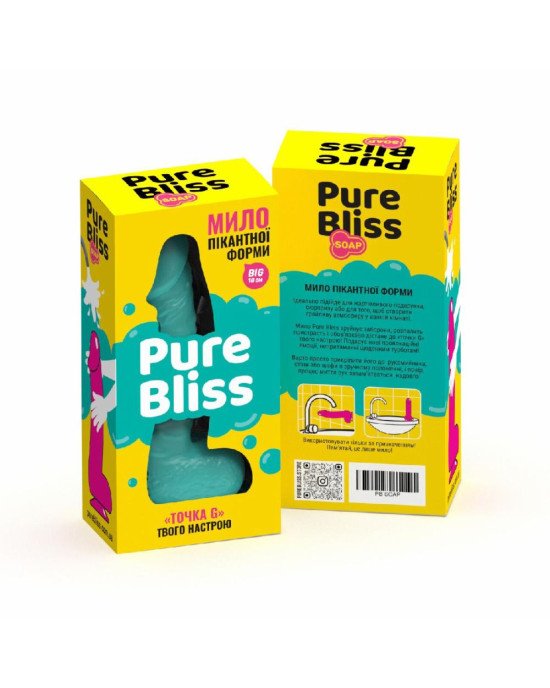 Крафтове мило-член із присоскою Pure Bliss BIG Turquoise, натуральне Крафтове мило-член із присоскою Pure Bliss BIG Turquoise, натуральне