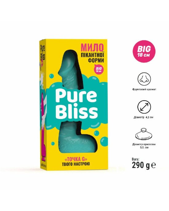 Крафтове мило-член із присоскою Pure Bliss BIG Turquoise, натуральне Крафтове мило-член із присоскою Pure Bliss BIG Turquoise, натуральне