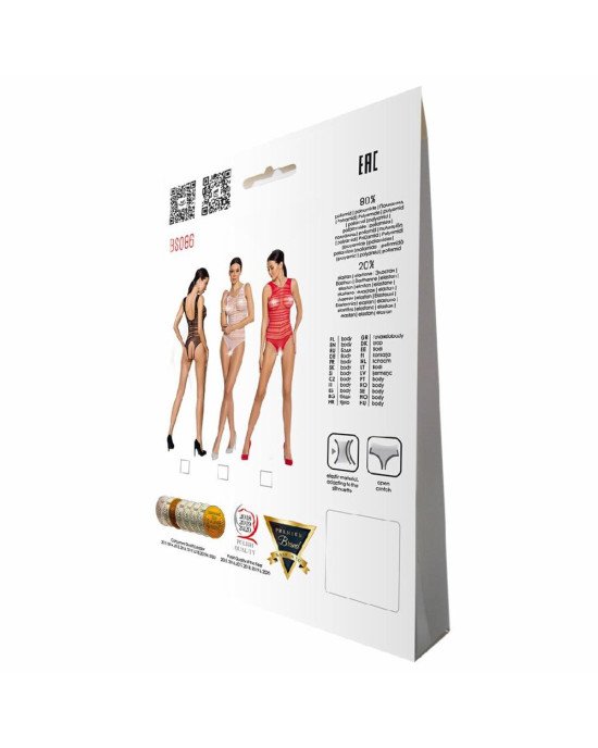 Бодістокінг з доступом Passion BS086 black, вертикальна сітка, виріз на спинці Бодістокінг з доступом Passion BS086 black, вертикальна сітка, виріз на спинці