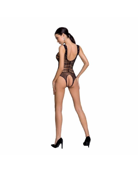 Бодістокінг з доступом Passion BS086 black, вертикальна сітка, виріз на спинці Бодістокінг з доступом Passion BS086 black, вертикальна сітка, виріз на спинці