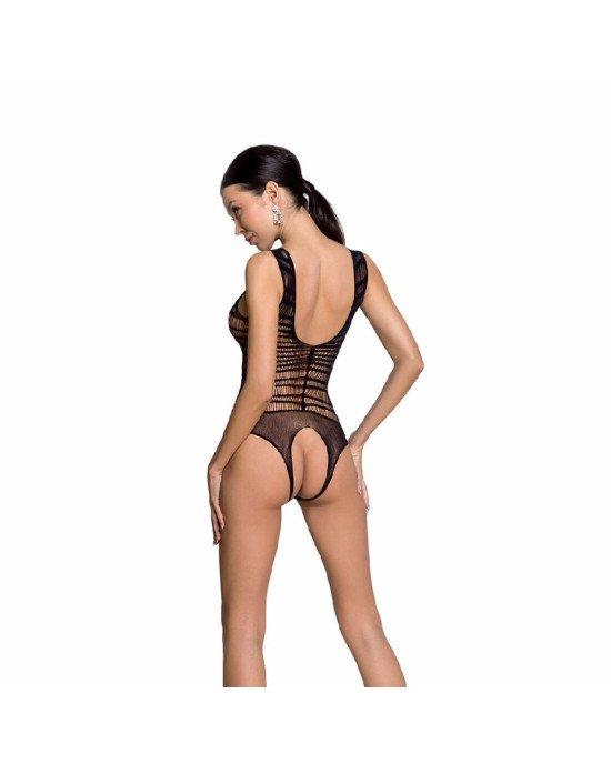 Бодістокінг з доступом Passion BS086 black, вертикальна сітка, виріз на спинці Бодістокінг з доступом Passion BS086 black, вертикальна сітка, виріз на спинці