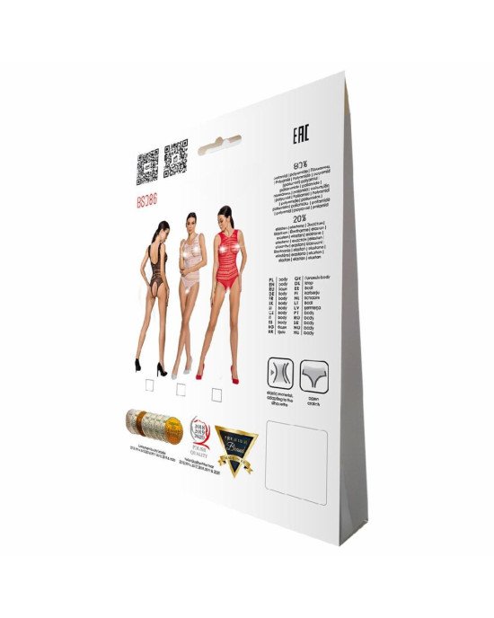 Бодістокінг з доступом Passion BS086 red, вертикальна сітка, виріз на спинці Бодістокінг з доступом Passion BS086 red, вертикальна сітка, виріз на спинці
