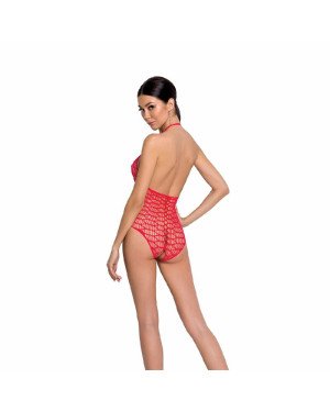 Бодістокінг у велику сітку Passion BS087 red, відкрита спина, халтер, з доступом Бодістокінг у велику сітку Passion BS087 red, відкрита спина, халтер, з доступом