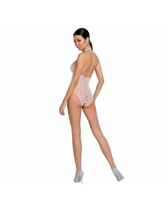 Бодістокінг у велику сітку Passion BS087 white, відкрита спина, халтер, з доступом Бодістокінг у велику сітку Passion BS087 white, відкрита спина, халтер, з доступом