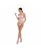 Бодістокінг у велику сітку Passion BS087 white, відкрита спина, халтер, з доступом Бодістокінг у велику сітку Passion BS087 white, відкрита спина, халтер, з доступом