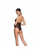 Бодістокінг з декольте Passion BS088 black, імітація корсетної шнурівки Бодістокінг з декольте Passion BS088 black, імітація корсетної шнурівки