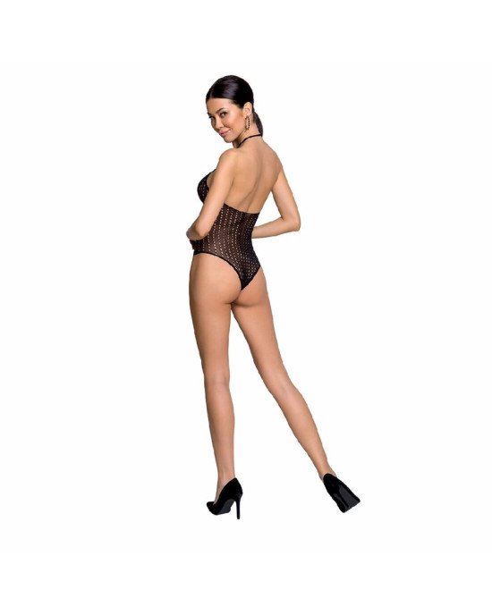 Бодістокінг з декольте Passion BS088 black, імітація корсетної шнурівки Бодістокінг з декольте Passion BS088 black, імітація корсетної шнурівки
