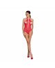 Бодістокінг з декольте Passion BS088 red, імітація корсетної шнурівки Бодістокінг з декольте Passion BS088 red, імітація корсетної шнурівки
