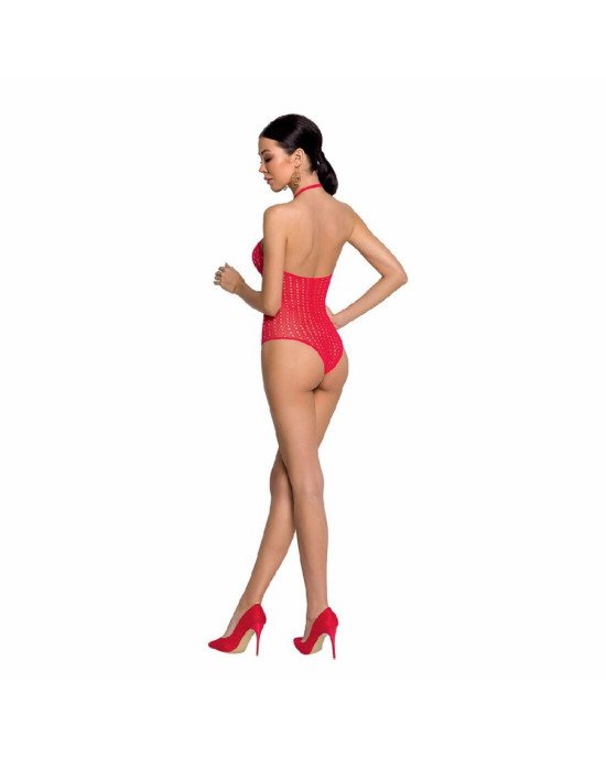Бодістокінг з декольте Passion BS088 red, імітація корсетної шнурівки Бодістокінг з декольте Passion BS088 red, імітація корсетної шнурівки