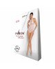 Бодістокінг з декольте Passion BS088 white, імітація корсетної шнурівки Бодістокінг з декольте Passion BS088 white, імітація корсетної шнурівки