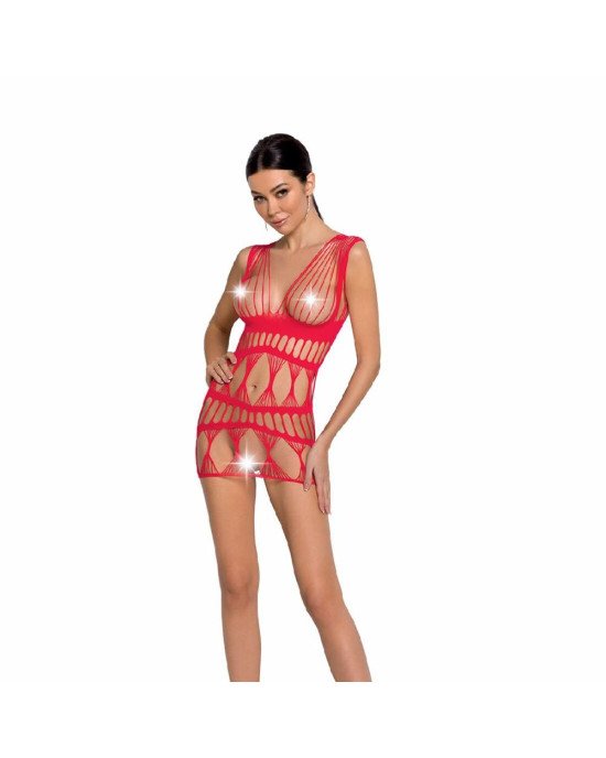 Бодістокінг-сукня Passion BS089 red, міні, плетіння у вигляді павутини Бодістокінг-сукня Passion BS089 red, міні, плетіння у вигляді павутини