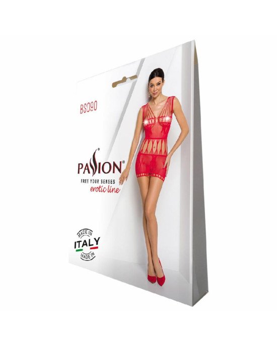 Бодістокінг — мінісукня з метеликами Passion BS090 red Бодістокінг — мінісукня з метеликами Passion BS090 red