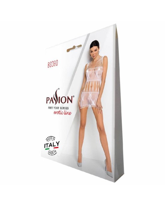 Бодістокінг — мінісукня з метеликами Passion BS090 white Бодістокінг — мінісукня з метеликами Passion BS090 white