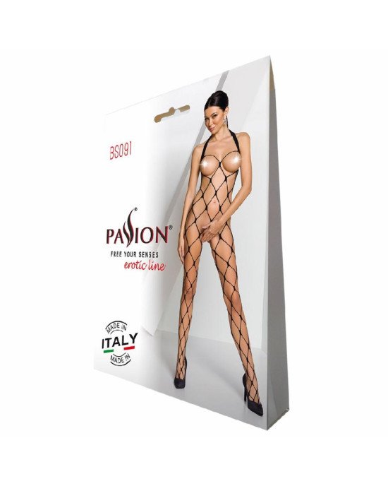 Бодістокінг у дуже велику сітку Passion BS091 black, з доступом Бодістокінг у дуже велику сітку Passion BS091 black, з доступом