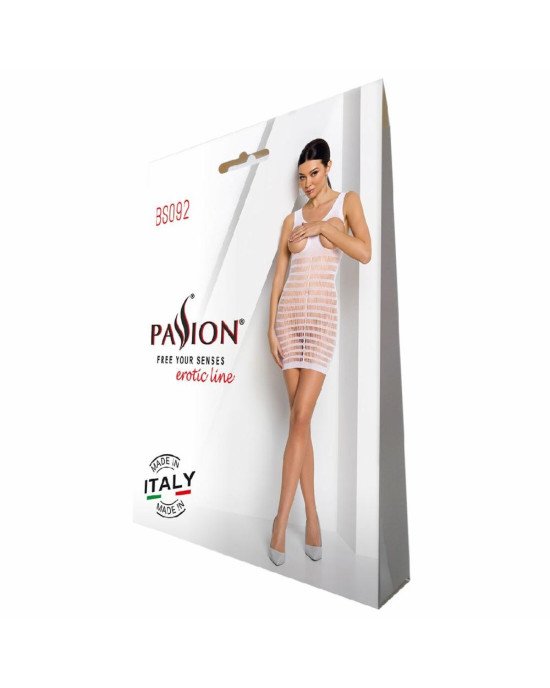Бодістокінг-сукня з відкритими грудями Passion BS092 white Бодістокінг-сукня з відкритими грудями Passion BS092 white