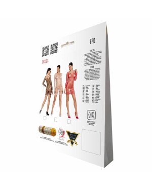 Бодістокінг-сукня з глибоким коміром Passion BS093 black, довгі рукави Бодістокінг-сукня з глибоким коміром Passion BS093 black, довгі рукави