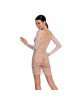 Бодістокінг-сукня з глибоким коміром Passion BS093 white, довгі рукави Бодістокінг-сукня з глибоким коміром Passion BS093 white, довгі рукави
