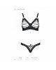 Комплект з екошкіри CELINE BIKINI black XXL/XXXL — Passion: відкритий бра зі стрічками, стрінги зі ш Комплект з екошкіри CELINE BIKINI black XXL/XXXL — Passion: відкритий бра зі стрічками, стрінги зі ш