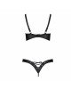 Комплект з екошкіри CELINE BIKINI black XXL/XXXL — Passion: відкритий бра зі стрічками, стрінги зі ш Комплект з екошкіри CELINE BIKINI black XXL/XXXL — Passion: відкритий бра зі стрічками, стрінги зі ш